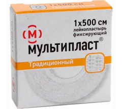Лейкопластырь Мультипласт 1х500 см фиксир тканевая основа