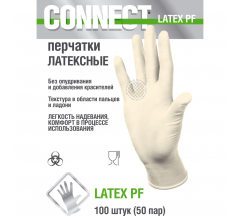 Перчатки смотровые нестер. латекс Connect неопудр. текстур. р. S 100 шт (50 пар)