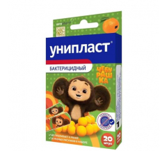 Лейкопластырь Унипласт бактер. набор № 20 Чебурашка (1,6х5,7см №8, 1,9х7,2см №12)