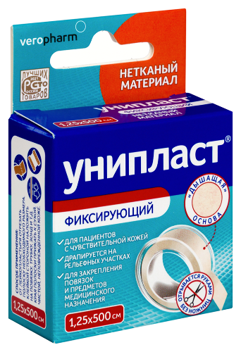 Лейкопластырь 1.25х500 см Унипласт фиксирующий неткан. основа