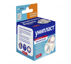 Лейкопластырь 5х500 см Унипласт фиксирующий шелк. основа